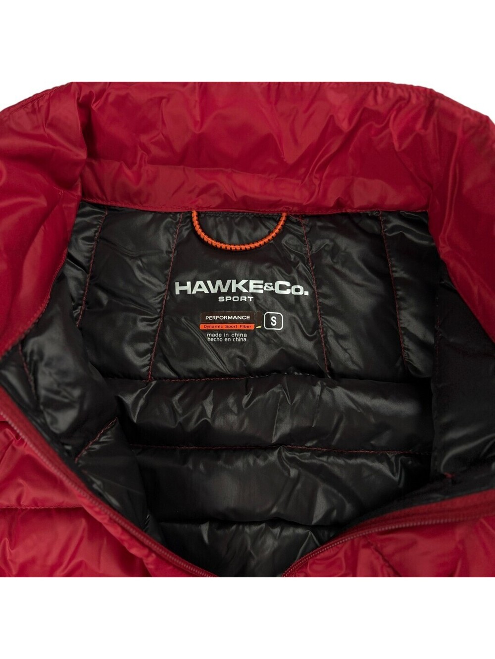 🎁 Puffer Vest Mens Red Lightweight Down Packable Size on Tag Small Hawke & Co - Picture 10 of 13